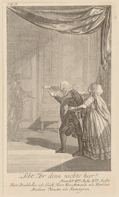 Conversation nocturne entre Hamlet et sa mère, au cours de laquelle le fantôme de son père apparaît - Daniel Nikolaus Chodowiecki