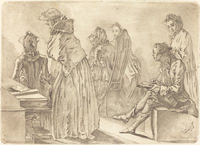 Fête avec six dames et l