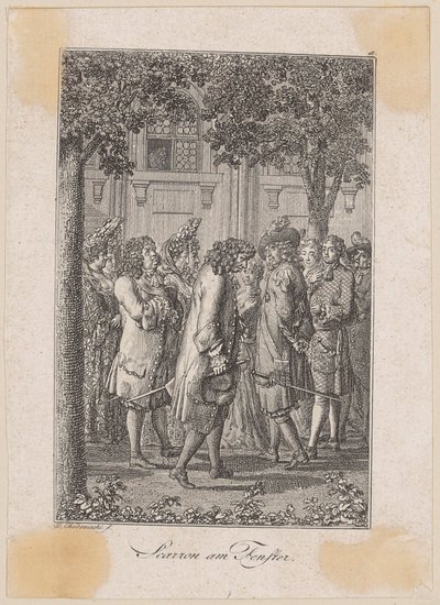 Scarron à la fenêtre. Récit de Kretschmann - Daniel Nikolaus Chodowiecki