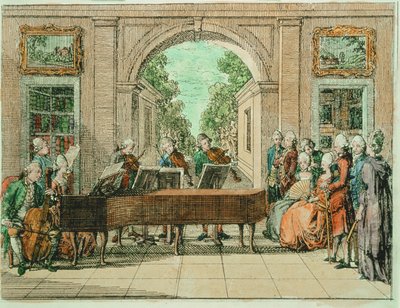 Le concert, gravure colorée de BasedowsElementarwerk ... (gravure) - Daniel Nikolaus Chodowiecki