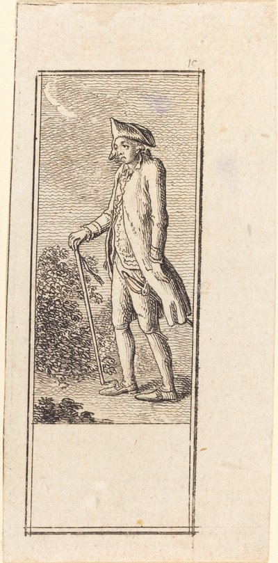 Jeune homme avec canne - Daniel Nikolaus Chodowiecki