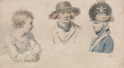 Études de caractères : Un enfant, un homme avec un chapeau, un officier militaire - Daniel Orme