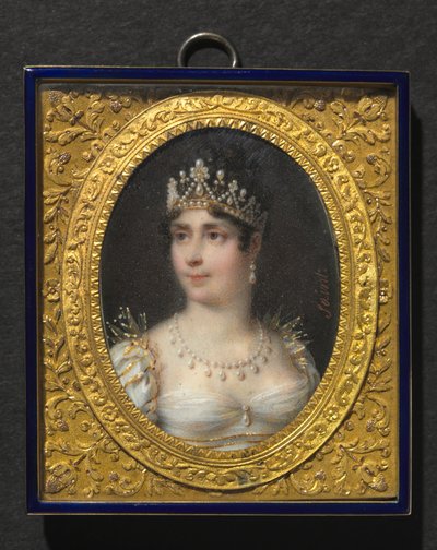 Portrait de Joséphine de Beauharnais, impératrice des Français, vers 1806 (aquarelle sur ivoire dans un cadre en métal doré et émail) - Daniel Saint
