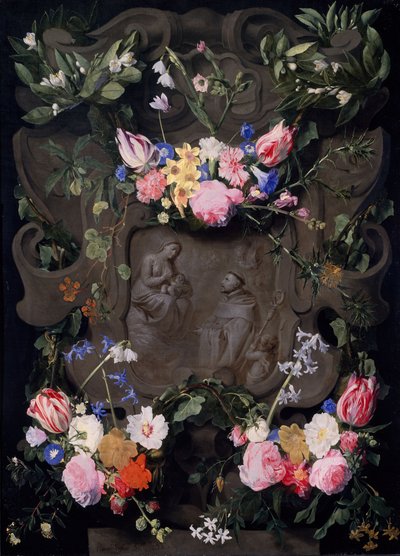 Le Miracle de Saint Bernard dans une guirlande de fleurs - Daniel Seghers