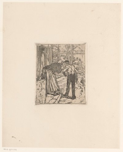 Personnel en conversation devant une maison - Daniel Urrabieta Vierge