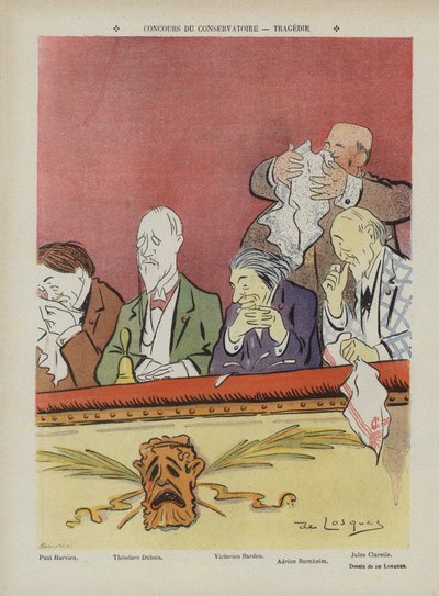 Concours au Conservatoire de Paris - tragédie. Illustration pour Le Rire - Daniel de Losques