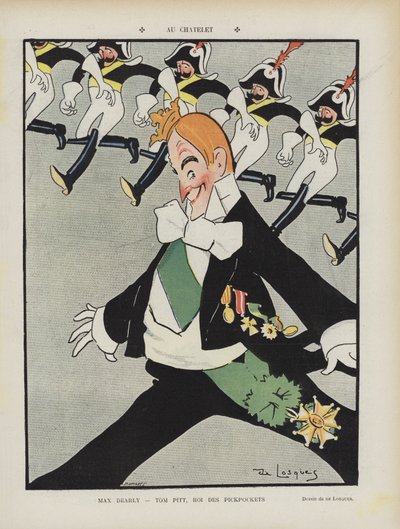 Max Dearly, acteur français. Illustration pour Le Rire - Daniel de Losques