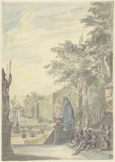 Vue depuis une terrasse dans un jardin ornemental - Daniël Marot (II)