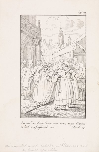 Femmes à un étal de marché avec un drapeau aux fleurs de lys françaises - Daniël Veelwaard (I)