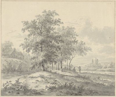 Paysage avec Deux Personnages sous des Arbres - Daniël van Oosterhoudt (possibly)