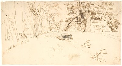 Un tumulus boisé avec entrée au tombeau - Dankvart Dreyer