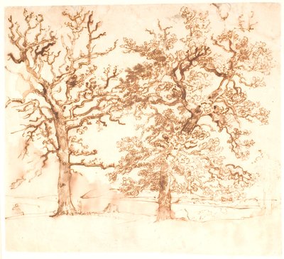 Paysage avec grands chênes au premier plan - Dankvart Dreyer