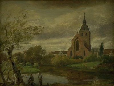 Église Saint Knud près de la rivière à Odense. Automne - Dankvart Dreyer