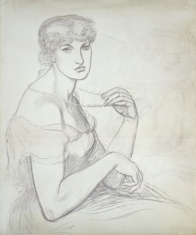 Une femme assise tenant un collier, à droite une autre figure féminine - Dante Gabriel Charles Rossetti