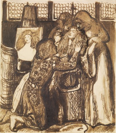 La maîtresse de Bonifazio - Étude de composition - Dante Gabriel Charles Rossetti