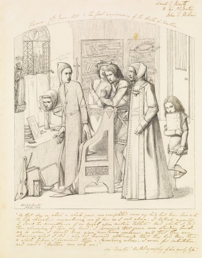 Dante dessinant un ange le premier anniversaire de la mort de Béatrice, 1848-49 - Dante Gabriel Charles Rossetti
