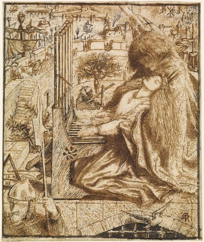 Dessin pour le Tennyson de Moxon - Saint Cecilia - Dante Gabriel Charles Rossetti