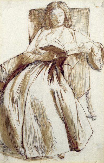 Elizabeth Siddal lisant un livre - Dante Gabriel Charles Rossetti