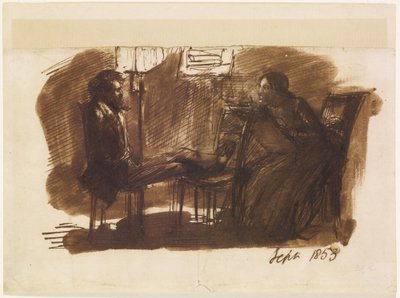 Elizabeth Siddal dessinant Rossetti - Dante Gabriel Charles Rossetti
