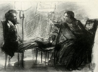 Elizabeth Siddal dessinant Rossetti, 1853, 1947 - Dante Gabriel Charles Rossetti