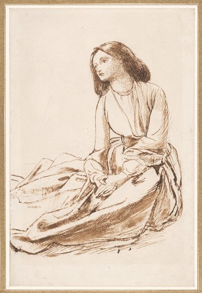 Elizabeth Siddal, assise par terre - Dante Gabriel Charles Rossetti