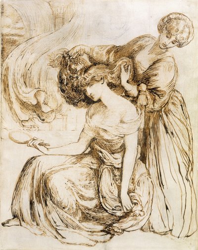 Étude pour la chanson de la mort de Desdemona : Othello, Acte IV, Sc. III - Dante Gabriel Charles Rossetti