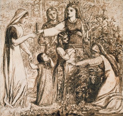 La Vision de Dante de Matilda cueillant des Fleurs, c1855 - Dante Gabriel Rossetti