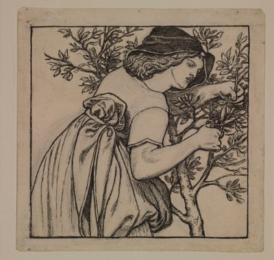 Lune de miel du roi René - Jardinage - Conception pour un panneau peint pour le cabinet - Dante Gabriel Charles Rossetti