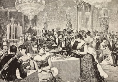 Salle du buffet, bal de la cour au Quirinal, Rome, Italie, gravure d