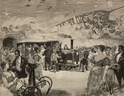 Fête de carnaval au Club Artistique International (Circolo Artistico) de Rome, Italie, gravure d