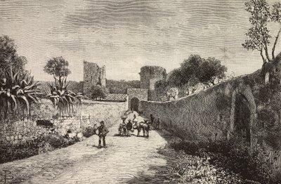Porte du château, Corneto Tarquinia, Italie, gravure d