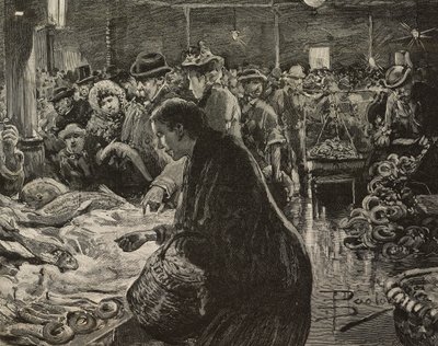 Marché de Noël à Rome, Italie, gravure d