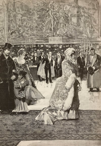 Salle des Cuirassiers au Quirinal pendant une fête, Rome, Italie, gravure de Francesco Giovanni Cantagalli d