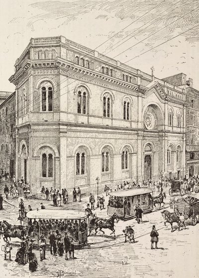 Église évangélique sur la Via Nazionale, Rome, Italie, gravure d