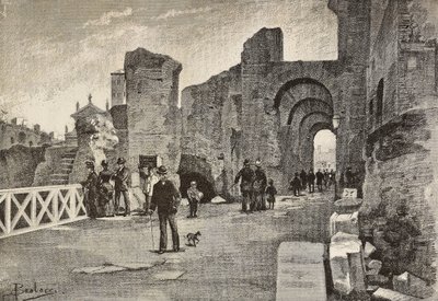 Promenade publique (Summa Nova Via) au Palazzo dei Cesari, Rome, Italie, gravure d