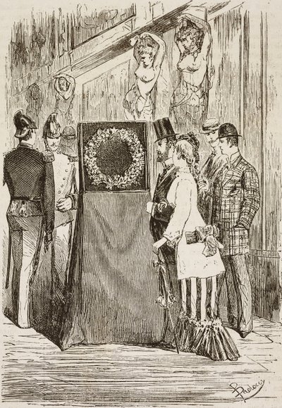 La couronne à Charles Albert exposée sur la colline du Capitole, Rome, Italie, gravure par Dante Paolocci de L