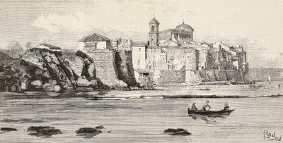 Vue de Nettuno, Italie, gravure d