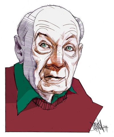 Gustave Thibon, 2014 (dessin numérique au crayon de couleur) - Dariush Radpour