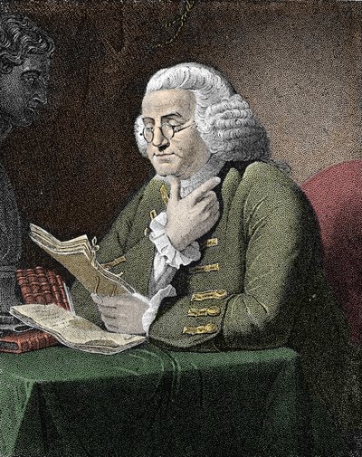 Portrait de Benjamin Franklin (1706-1790), philosophe, physicien et ambassadeur américain. Gravure d