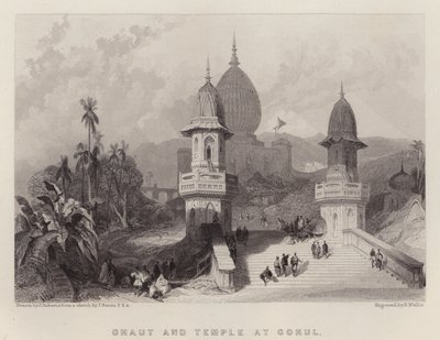 Ghat et Temple à Gokul - David (after) Roberts