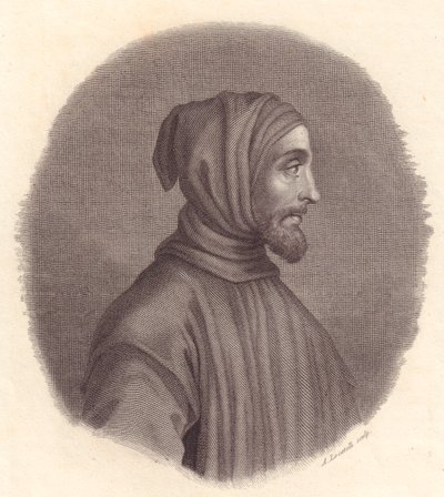 Portrait du peintre italien Cimabue (vers 1240-1302), gravure sur cuivre par Locatelli d