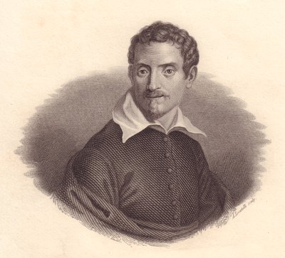 Portrait du peintre italien Domenico Zampieri dit Domenichino (1581-1641), gravure sur cuivre par A Locatelli - John Ward Dunsmore