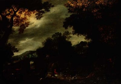 Chasse au cerf dans un paysage boisé - David (circle of) Vinckboons