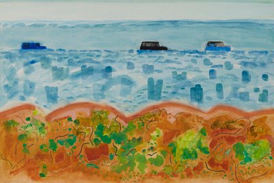 Voitures et Saltbush, Australie - David Alan Redpath Michie