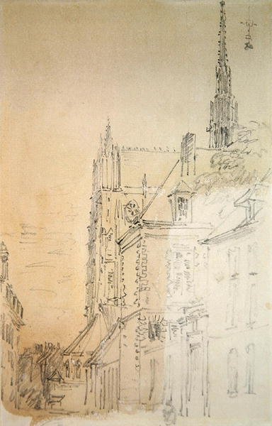 Une cathédrale dans une rue - David Cox