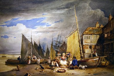 Une poissonnière avec ses marchandises près de la Tamise - David Cox