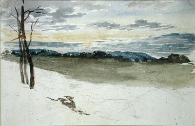 Paysage boisé au coucher du soleil - David Cox