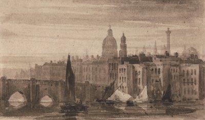 Vieux pont de Londres et cathédrale Saint-Paul depuis la Tamise - David Cox
