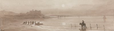 Côte, coucher de soleil avec le château de Harlech - David Cox