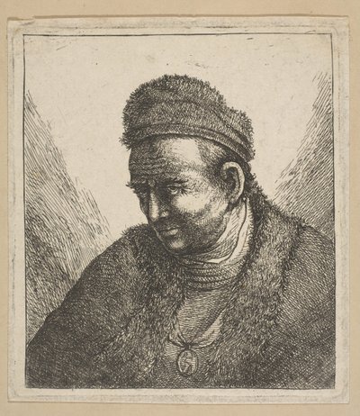 Homme sans barbe en manteau de fourrure et bonnet : Buste - David Deuchar
